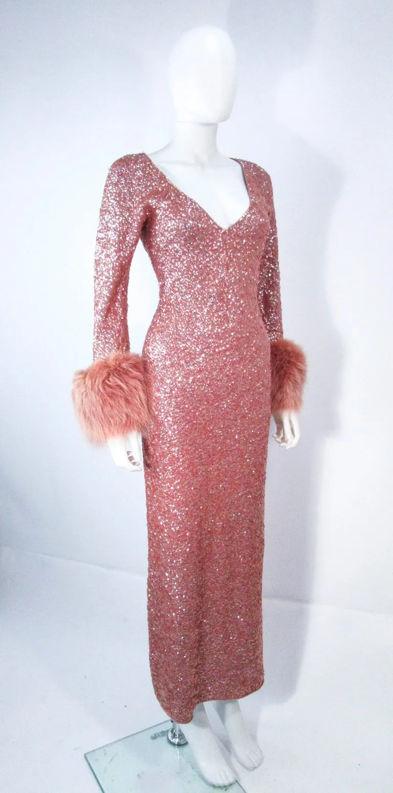 GENE SHELLY'S Vintage Rose Wool Beaded Gown Size 4-8