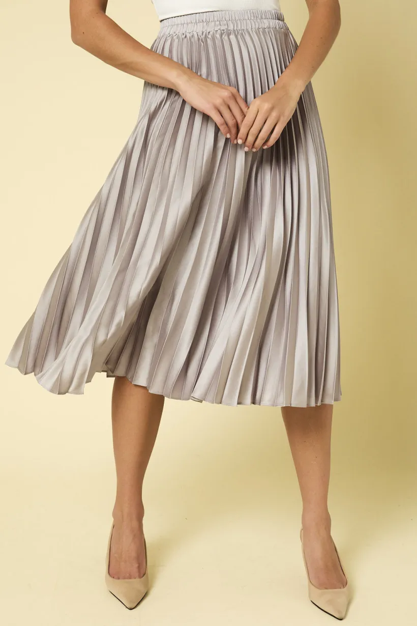 Gilli Satin Pleated Midi Skirt