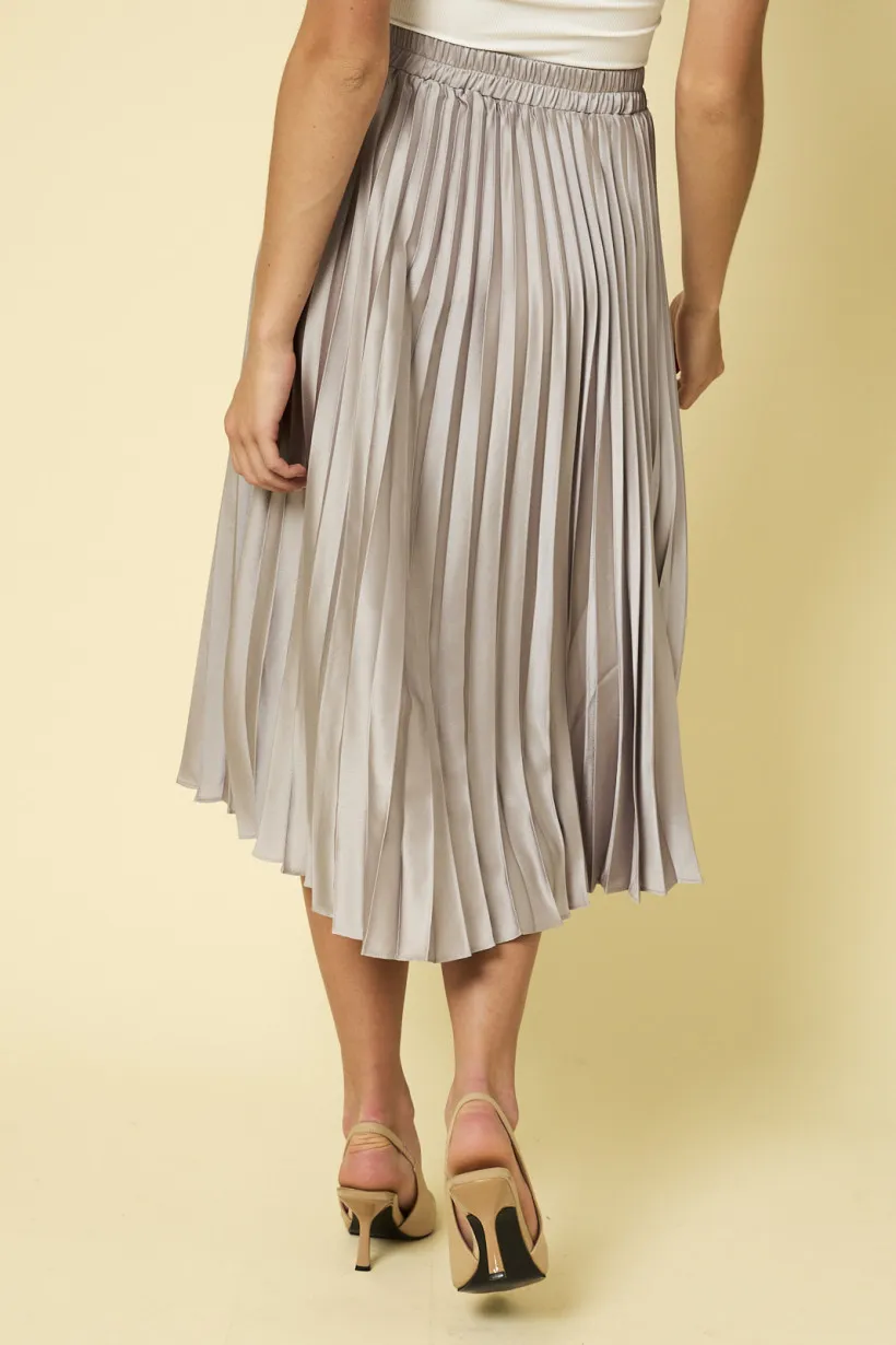 Gilli Satin Pleated Midi Skirt