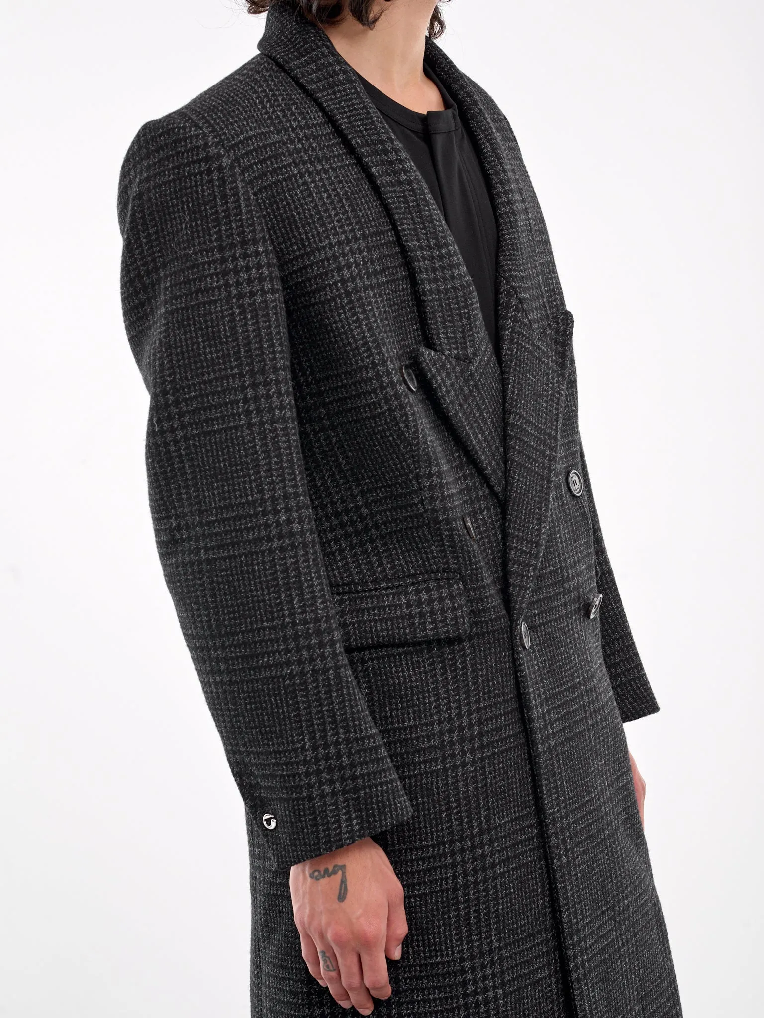 Glen Check Coat (COPM22F1002-BLACK-GREY)