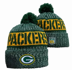 Green Bay Men's Cuffed Knit Hat with Pom Green/Yellow - OSFM