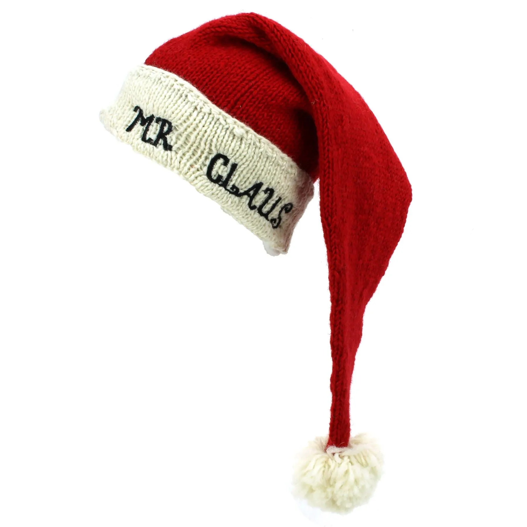 Hand Knitted Wool Christmas Beanie Hat - Mr Claus