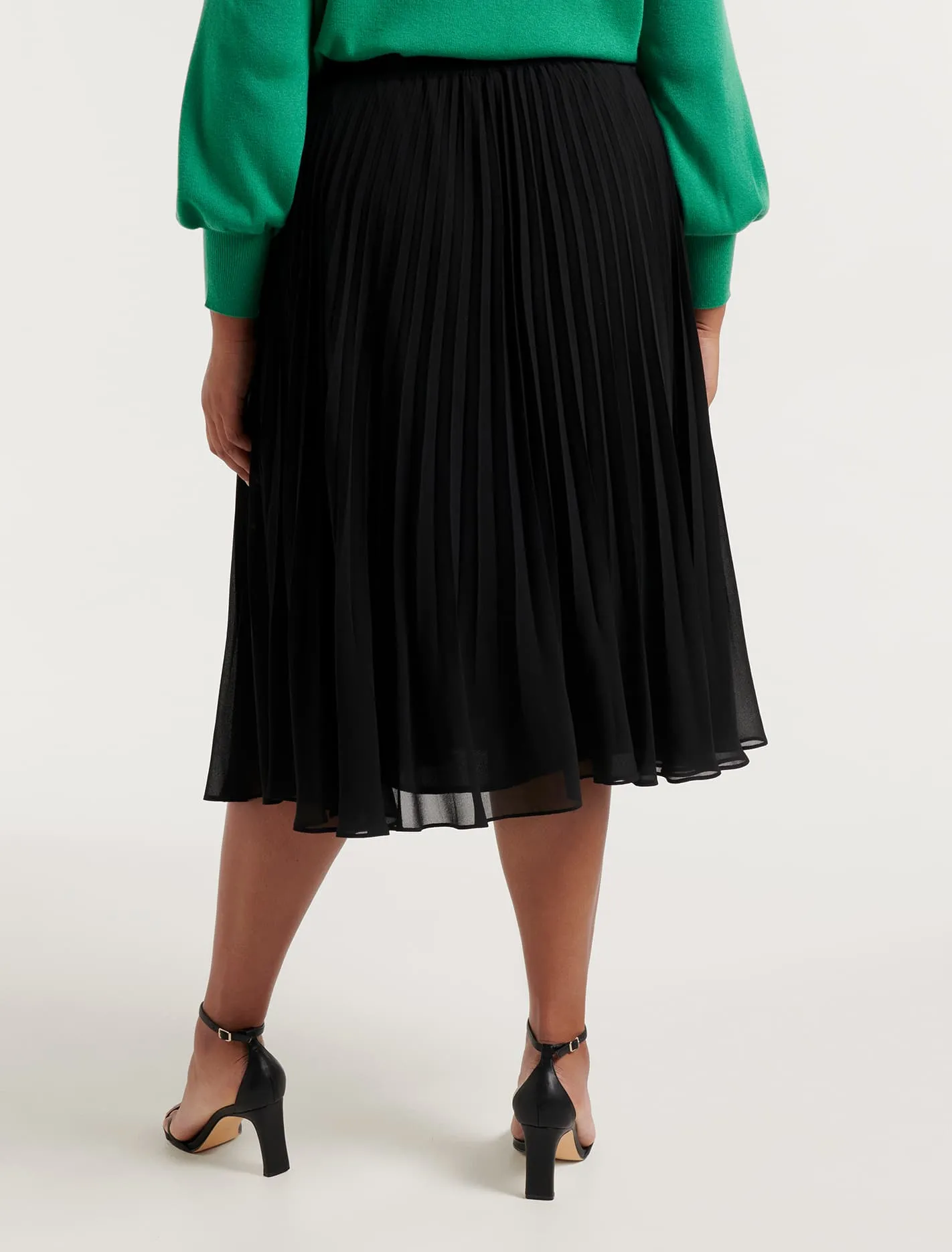 Harper Curve Pleated Midi Skirt