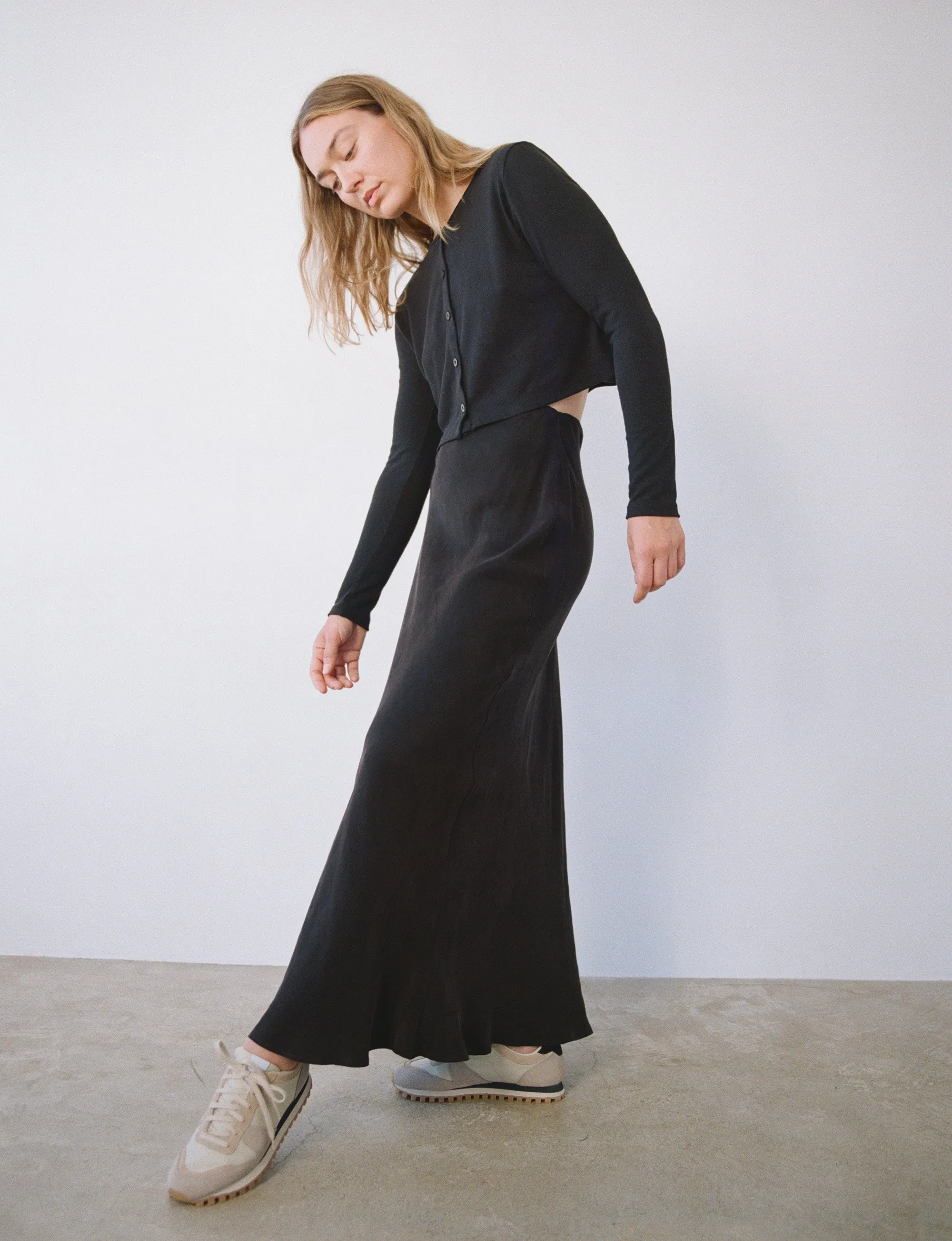 Harper Maxi Skirt, Japanese Cupro, Black