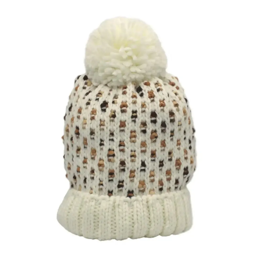 Heather Carrie Flecked Beanie Hat with Bobble