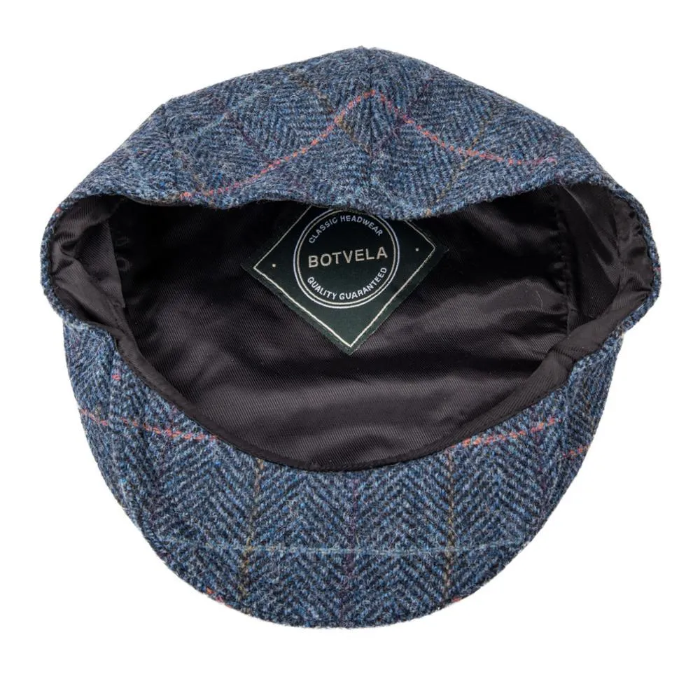 Herringbone Plaid Tweed Flat Cap