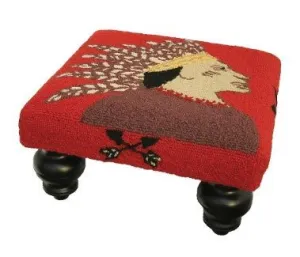 Indian Scout Handcrafted Hooked Wool Footstool