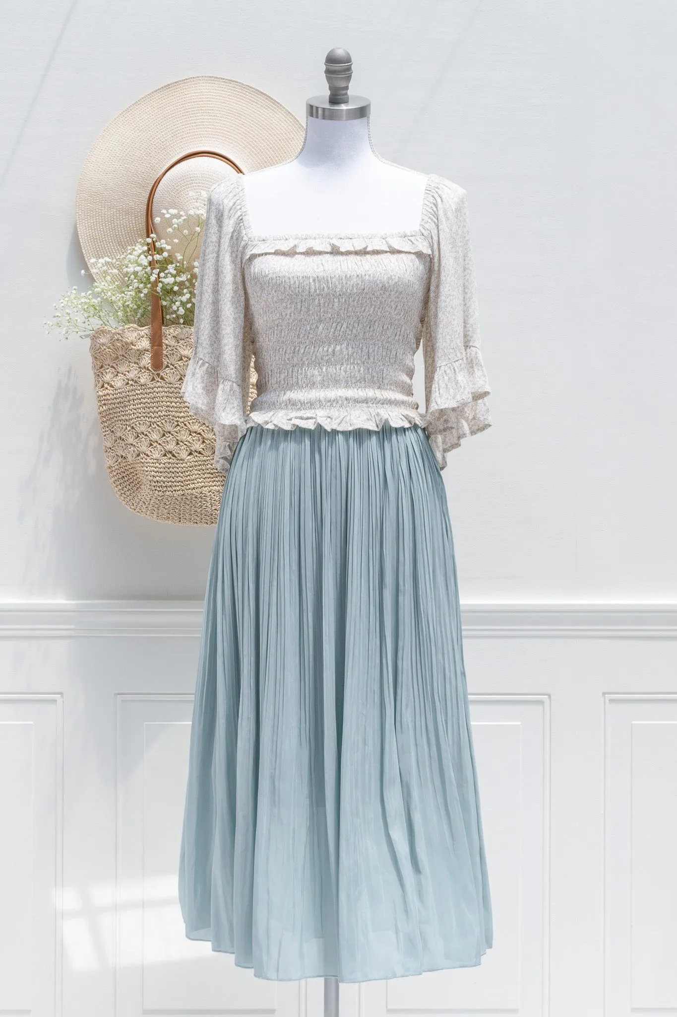 Isabella Chiffon Midi Skirt - Sky Blue