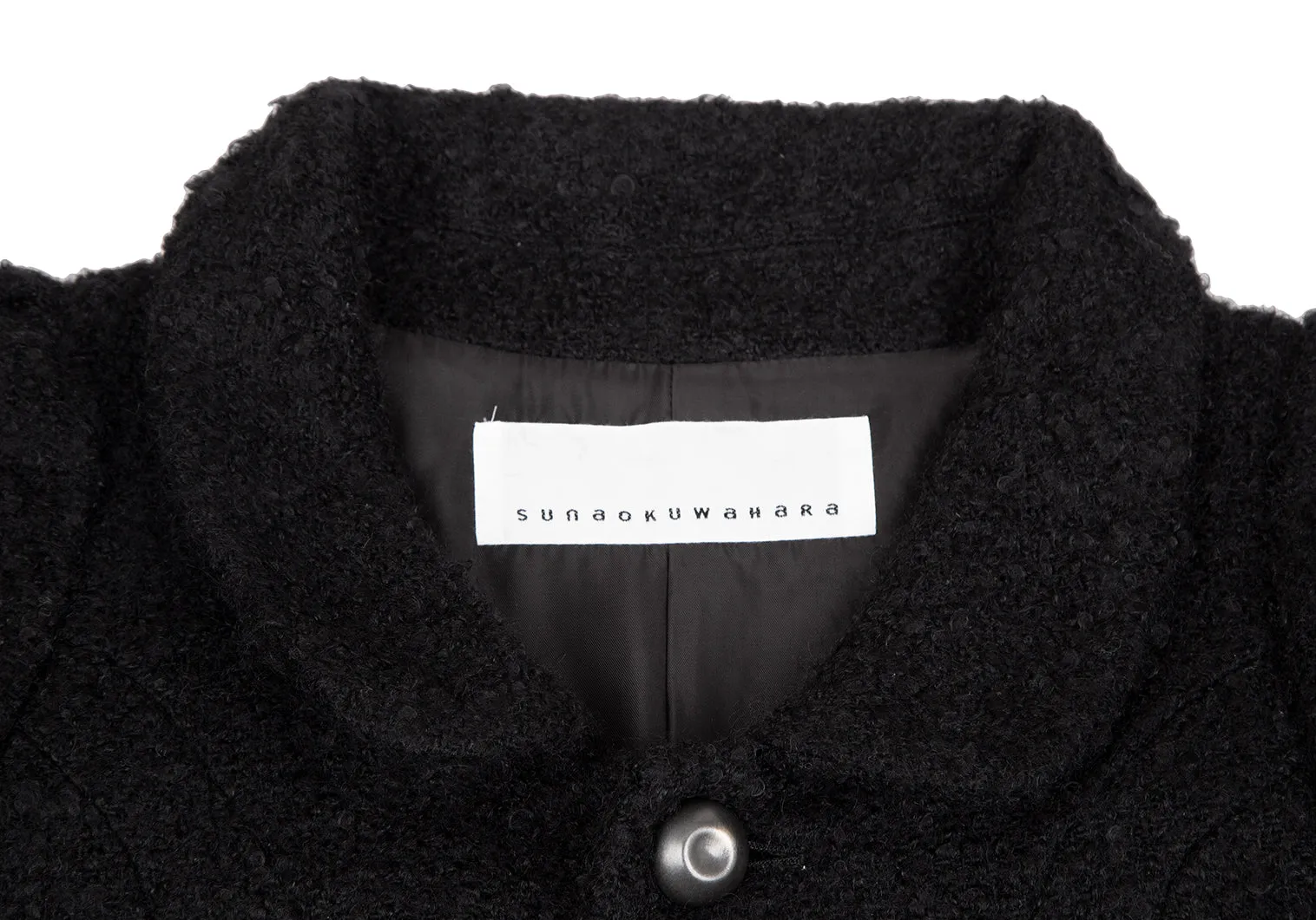 ISSEY MIYAKE JAPAN. Sunaokuwahara Metal Button Black Wool Knit Coat