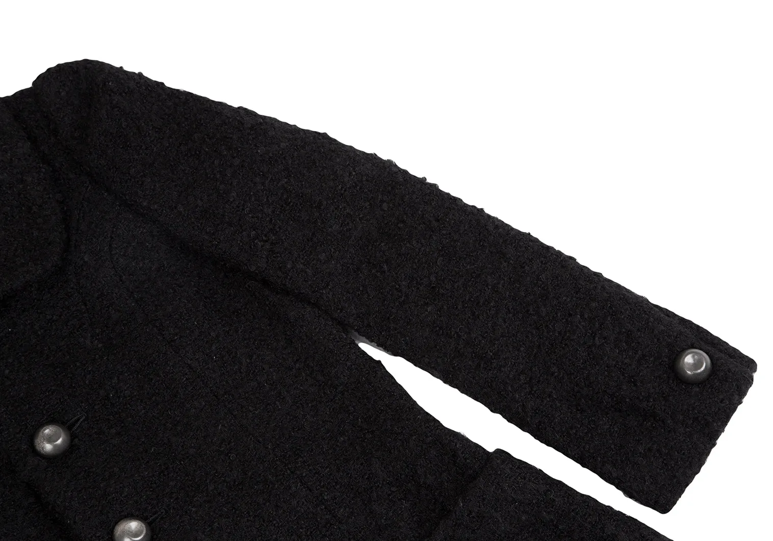 ISSEY MIYAKE JAPAN. Sunaokuwahara Metal Button Black Wool Knit Coat