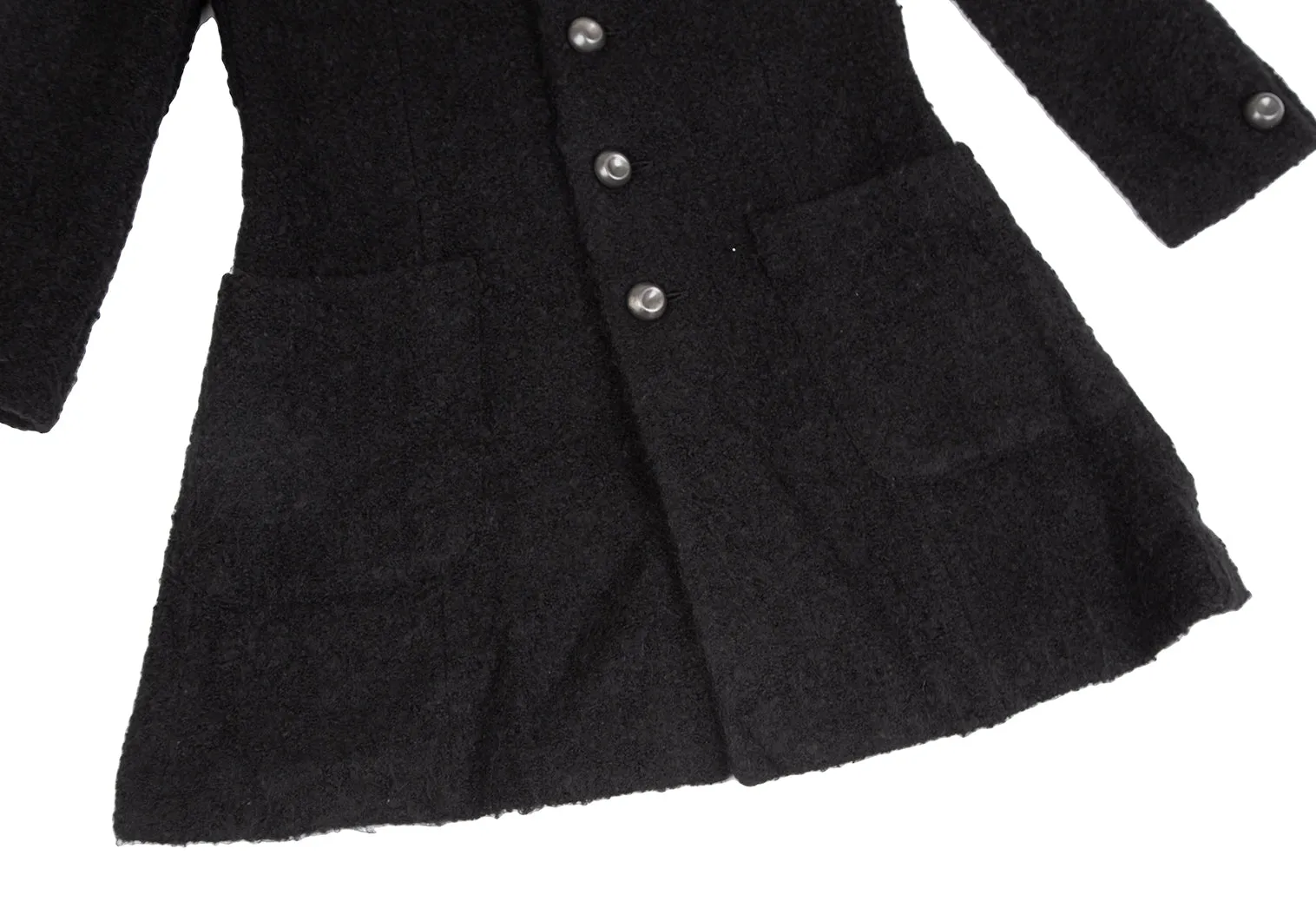 ISSEY MIYAKE JAPAN. Sunaokuwahara Metal Button Black Wool Knit Coat