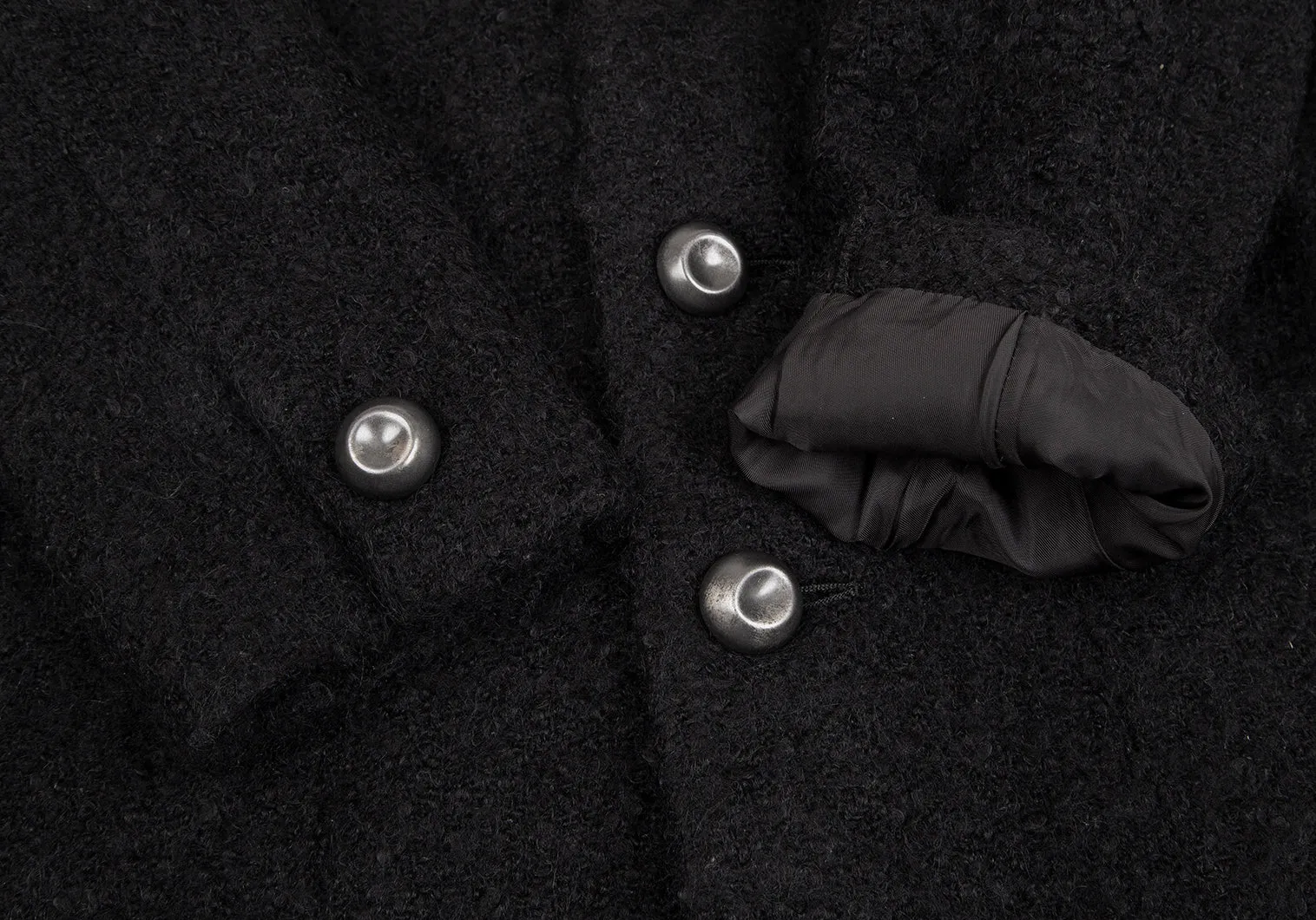 ISSEY MIYAKE JAPAN. Sunaokuwahara Metal Button Black Wool Knit Coat