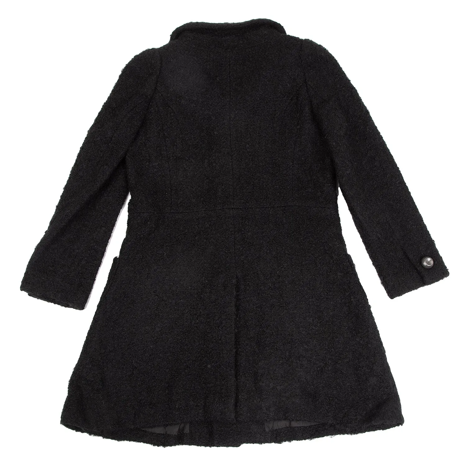 ISSEY MIYAKE JAPAN. Sunaokuwahara Metal Button Black Wool Knit Coat