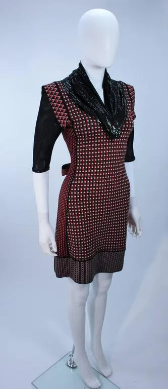 JEAN PAUL GAULTIER Stretch Wool Dress w/ Mesh Collar Size XS