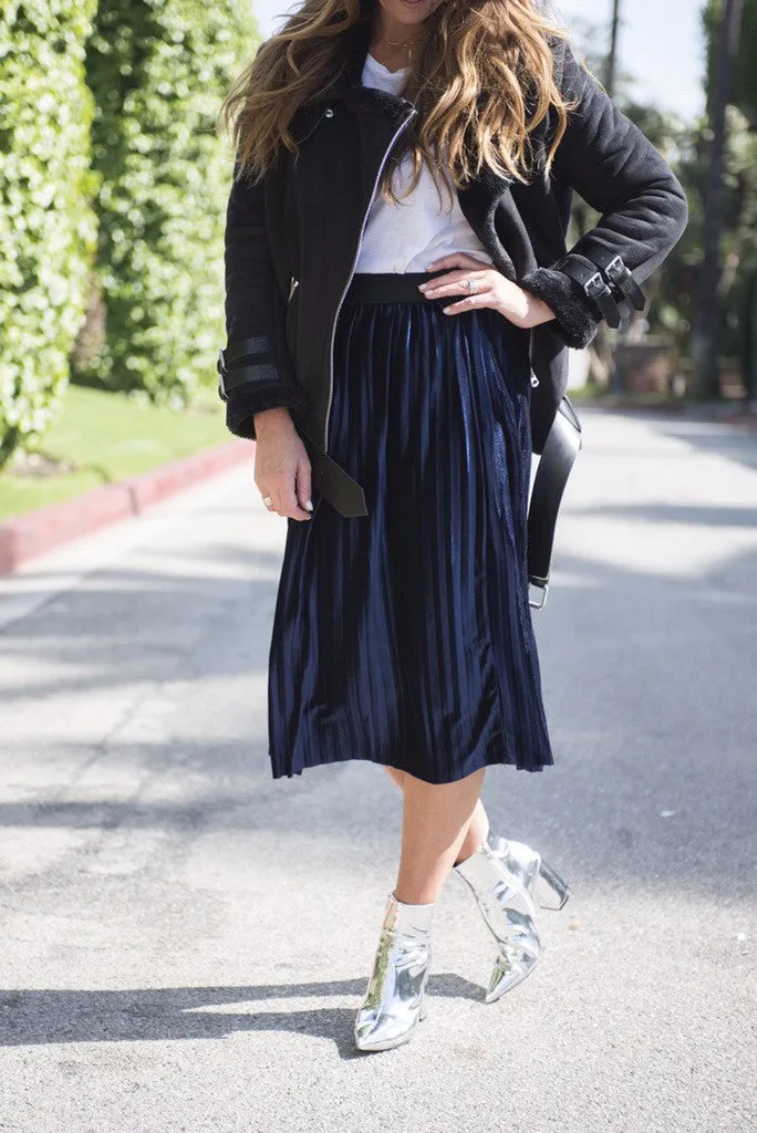 JOEY VELVET PLEATED SKIRT- BURGUNDY