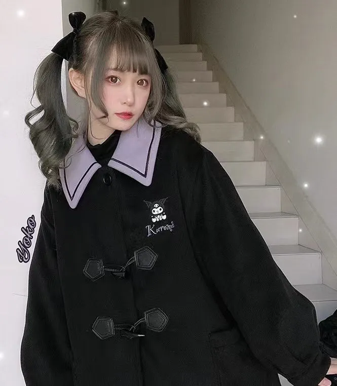 Kuromi Sailor Collar Wool Coat