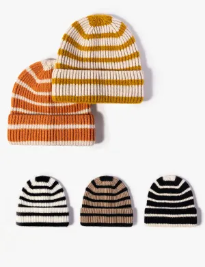 Ladies Color Block Stripe Folder Knit Hat SKAH4215