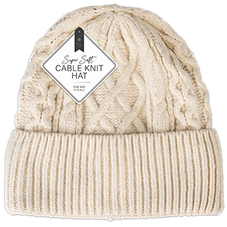 Ladies Super Soft Cable Knit Beanie Hat (Colour Options)