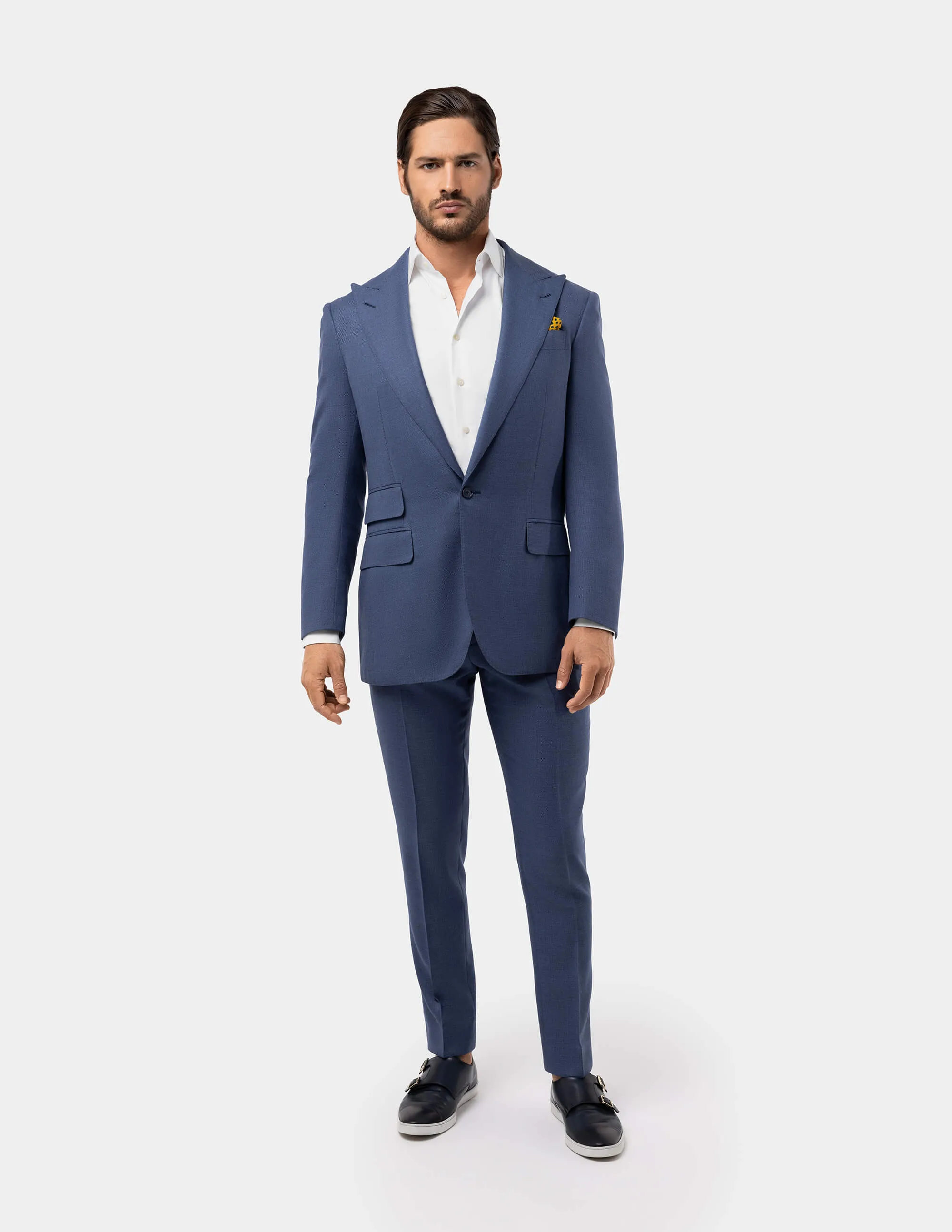 Light Blue Single Breasted Peak Suit