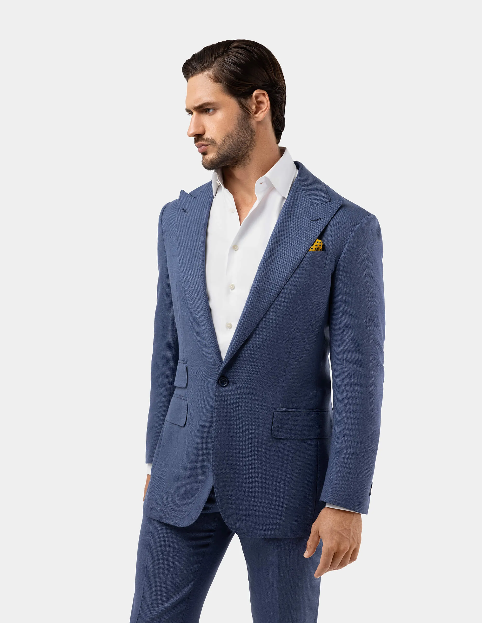 Light Blue Single Breasted Peak Suit