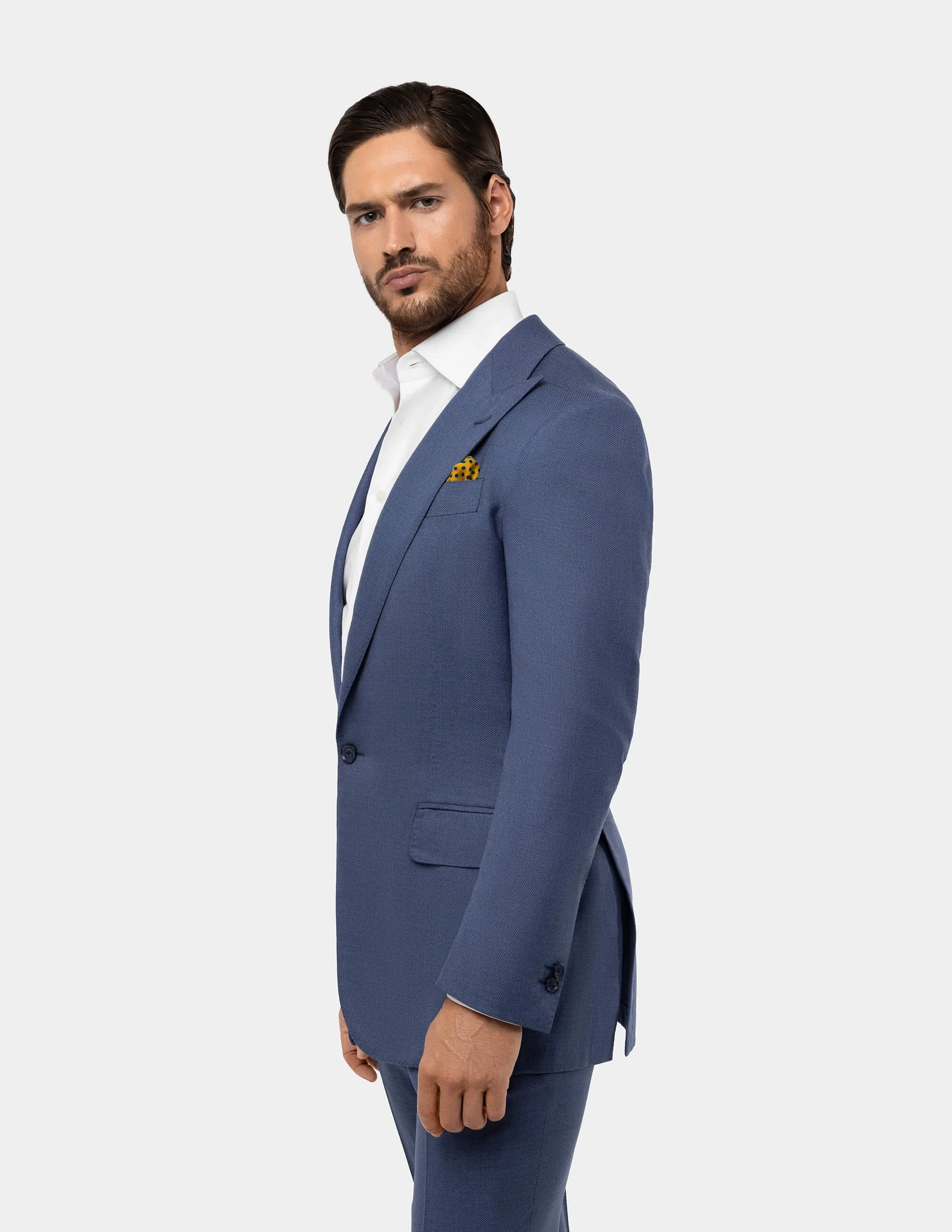 Light Blue Single Breasted Peak Suit