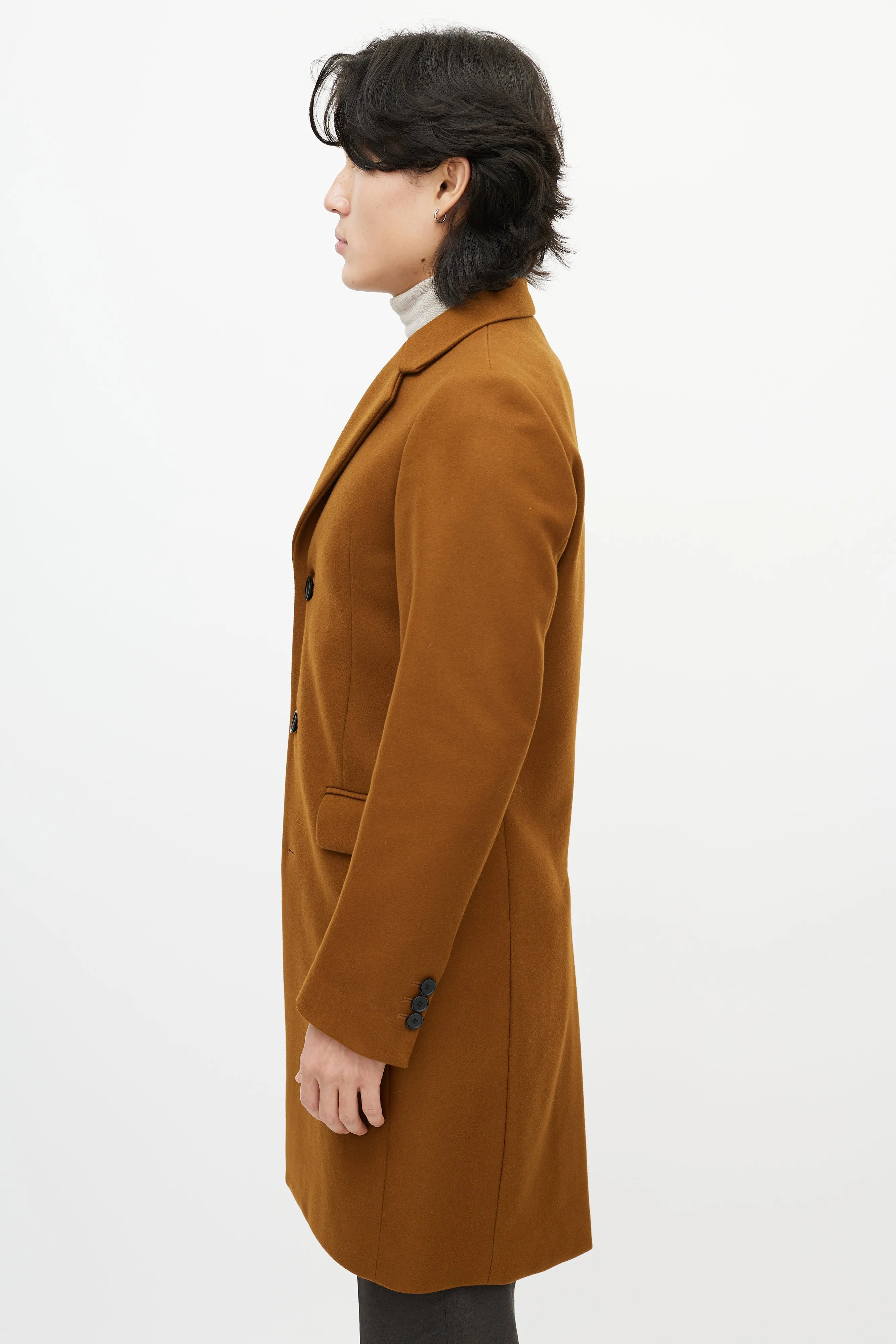 Light Brown Wool Mid Length Coat