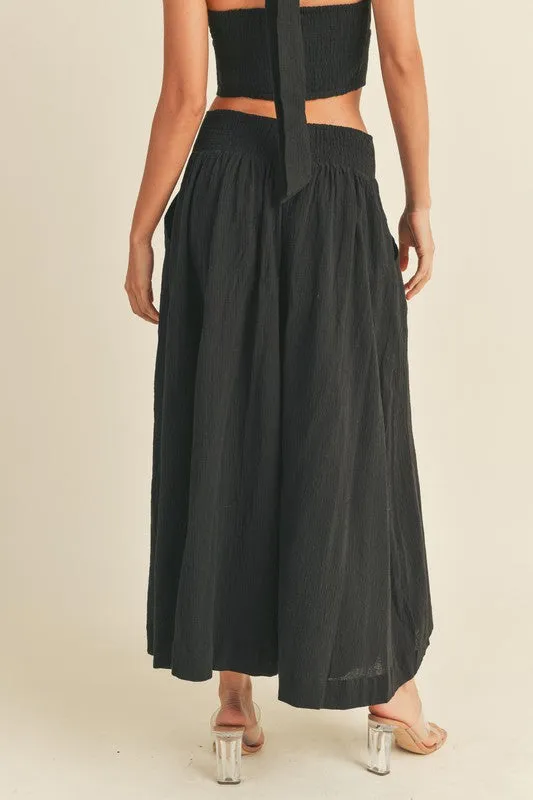 LINEN BLEND BUTTON DOWN MAXI SKIRT