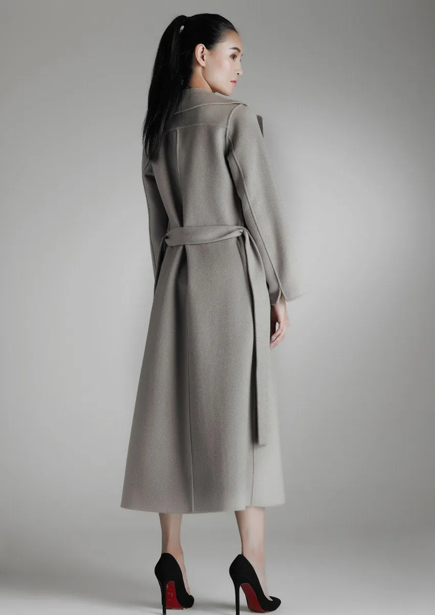 Long cashmere wrap coat