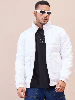 Men White Fur Collar Puffer Jacket