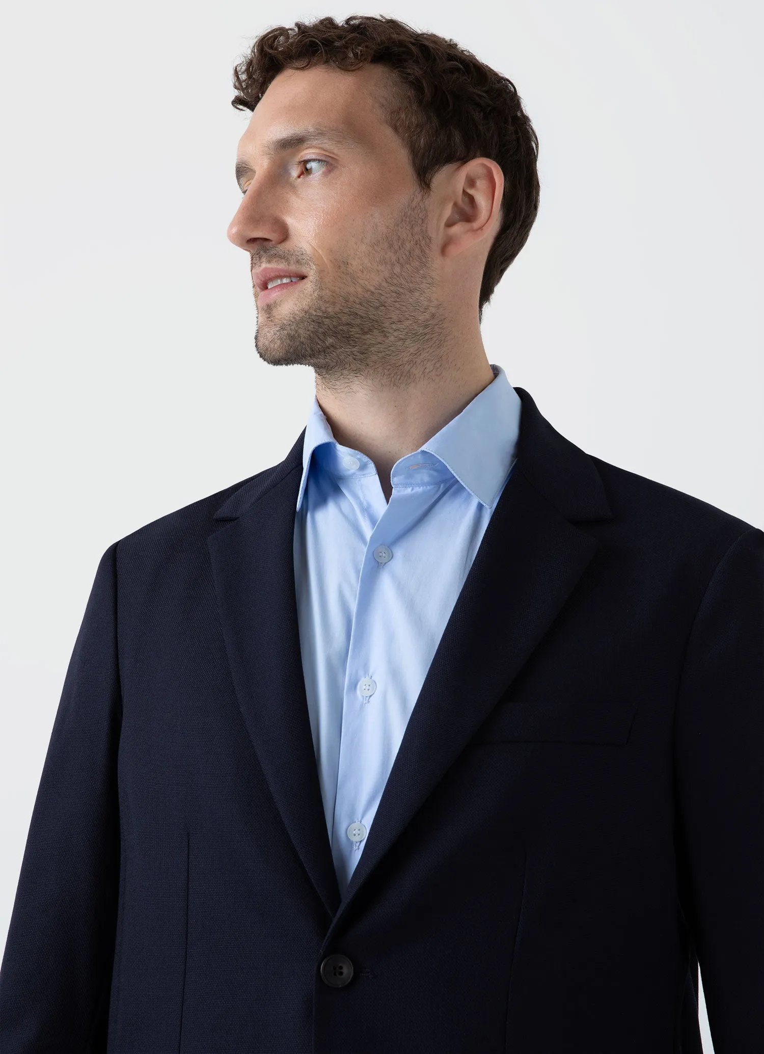 Men's Travel Wool Blazer in Navy