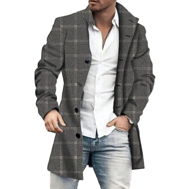 Men's Woolen Casual Mid-length Coat 47561769YM