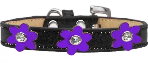 Metallic Flower Ice Cream Collar Black With Metallic Purple Flowers Size 16