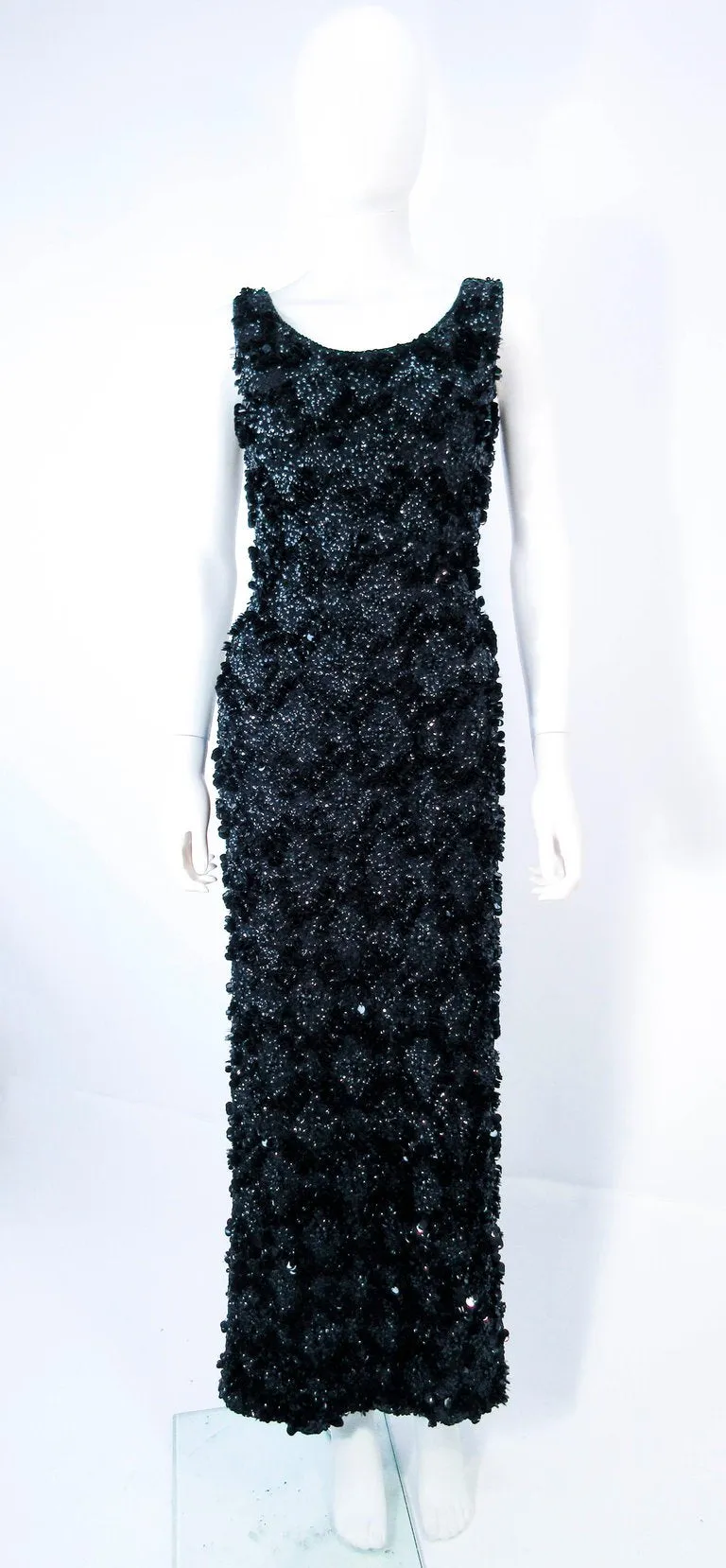 MISS RUTH Relief Beaded Stretch Wool Sequin Gown Size Small