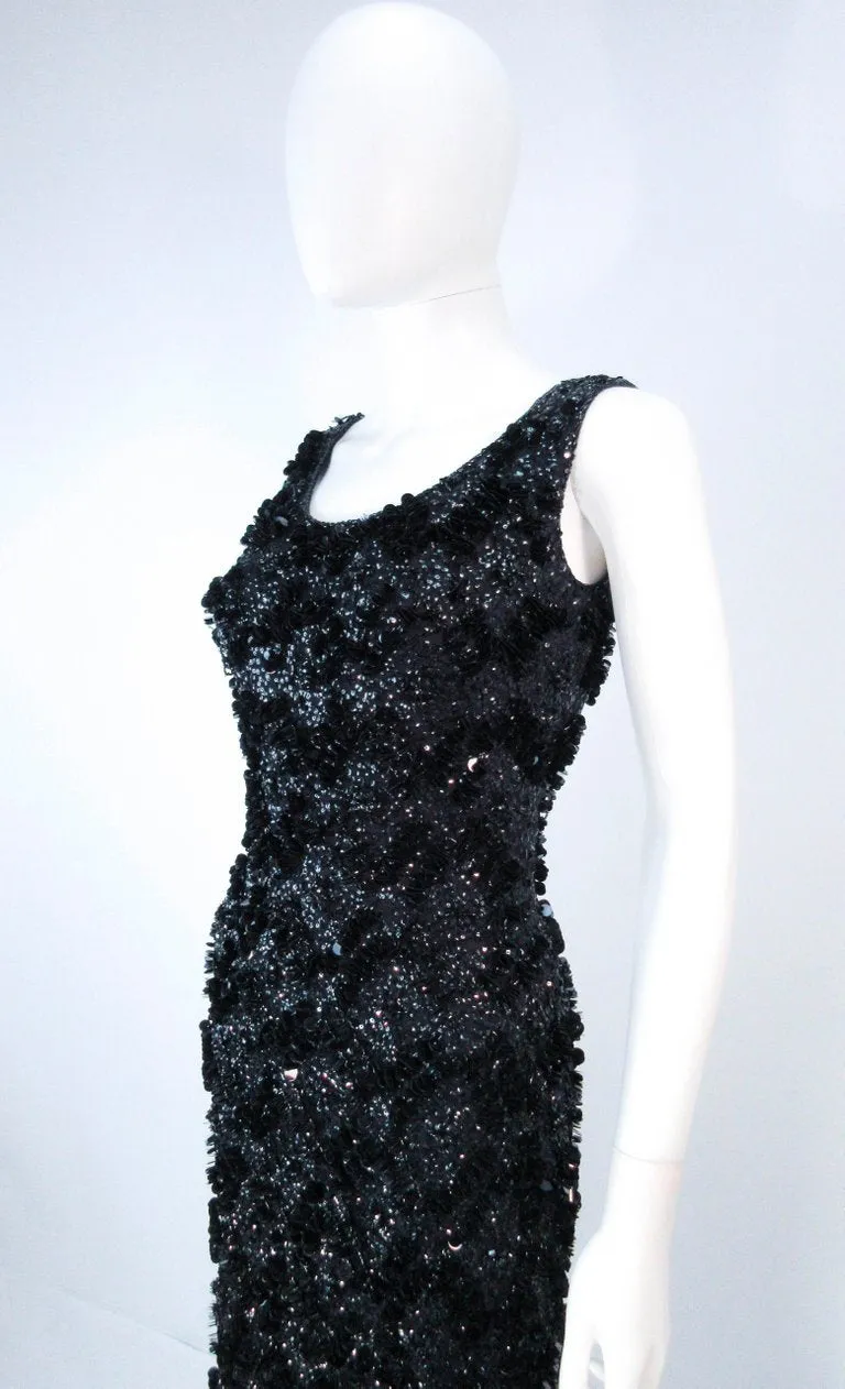 MISS RUTH Relief Beaded Stretch Wool Sequin Gown Size Small