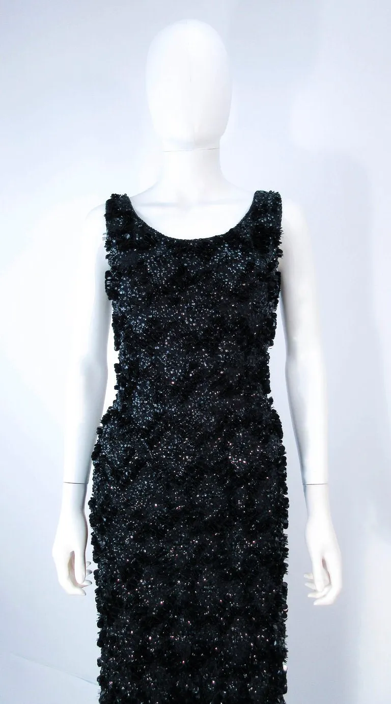 MISS RUTH Relief Beaded Stretch Wool Sequin Gown Size Small