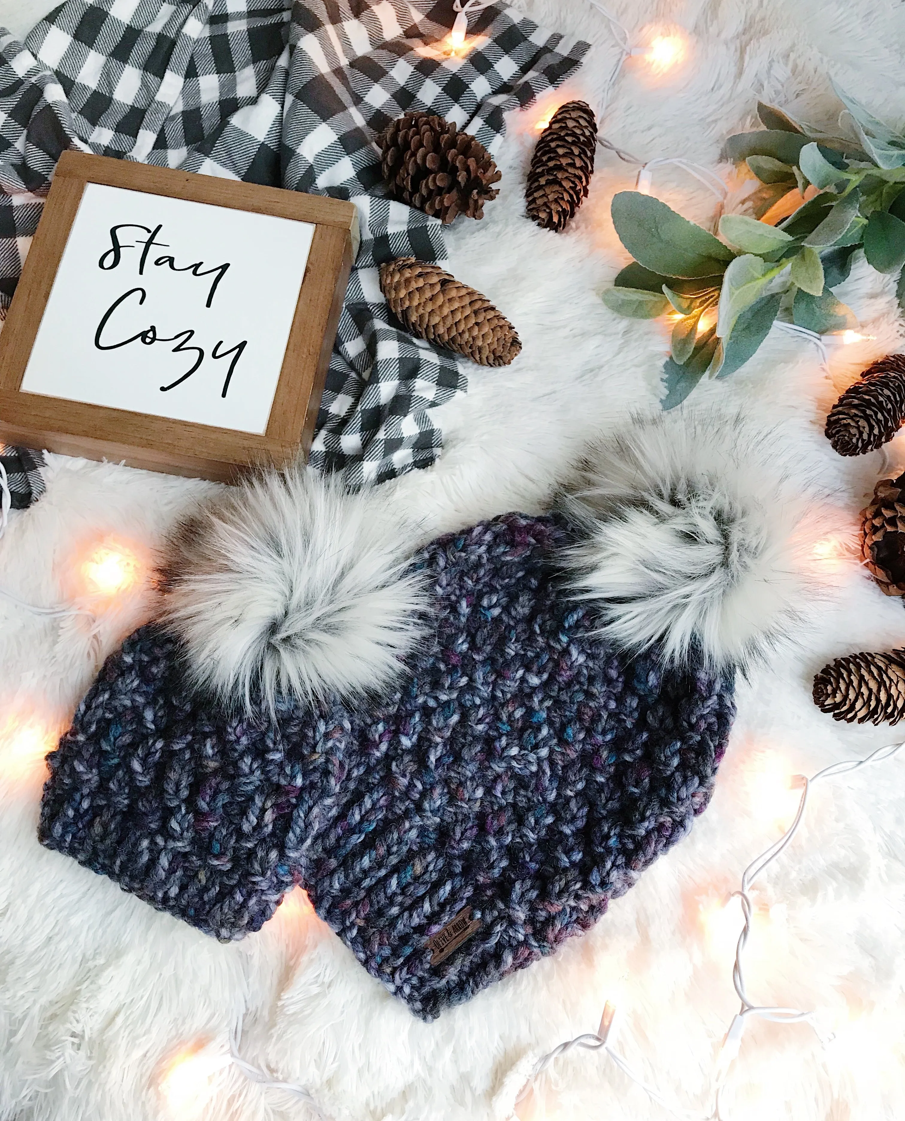 Mommy and Me SET Knitted Textured Beanie with Faux Fur Pom Pom // The Westbrook