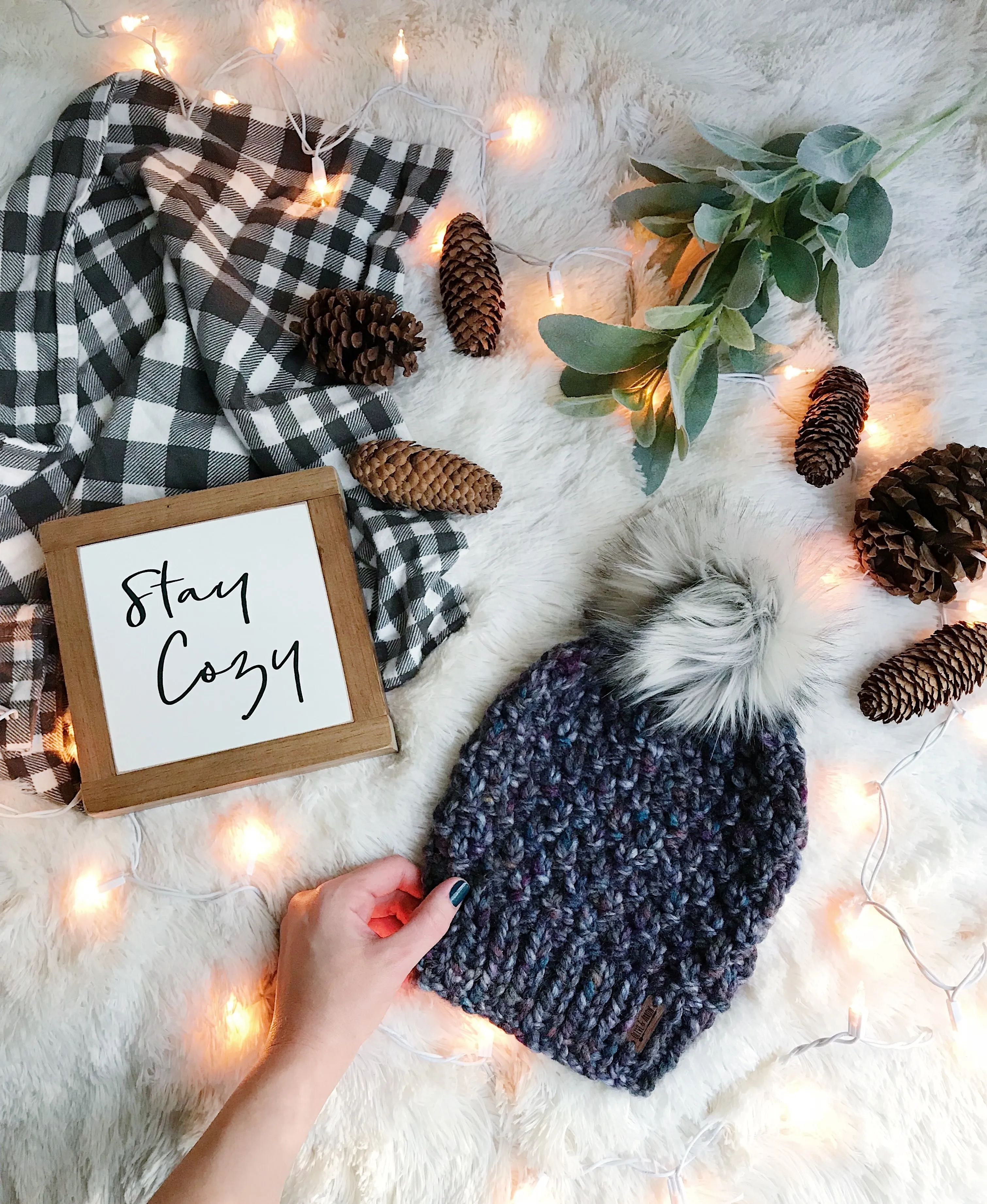 Mommy and Me SET Knitted Textured Beanie with Faux Fur Pom Pom // The Westbrook