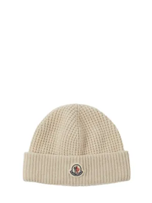 Moncler   Logo detail wool &amp; cashmere beanie 