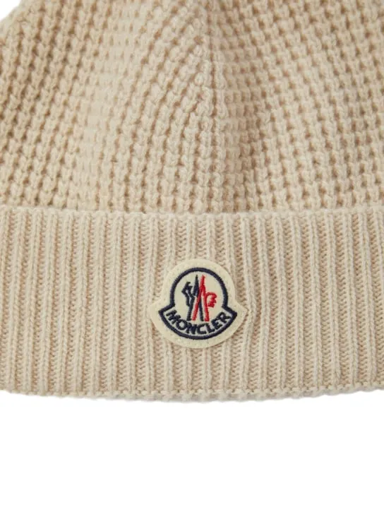 Moncler   Logo detail wool &amp; cashmere beanie 