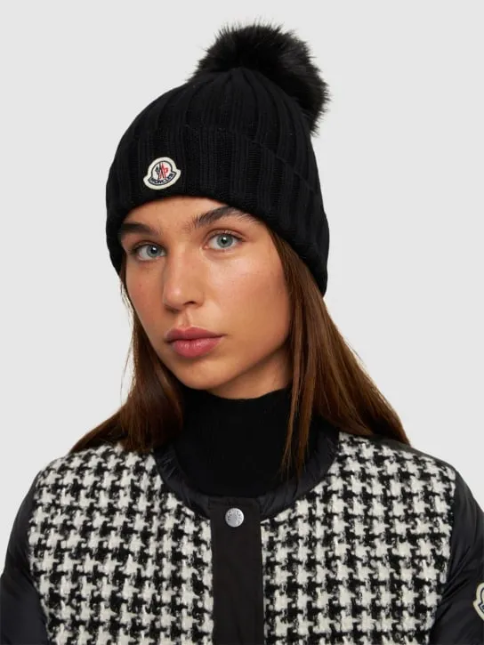 Moncler   Logo tricot wool beanie 