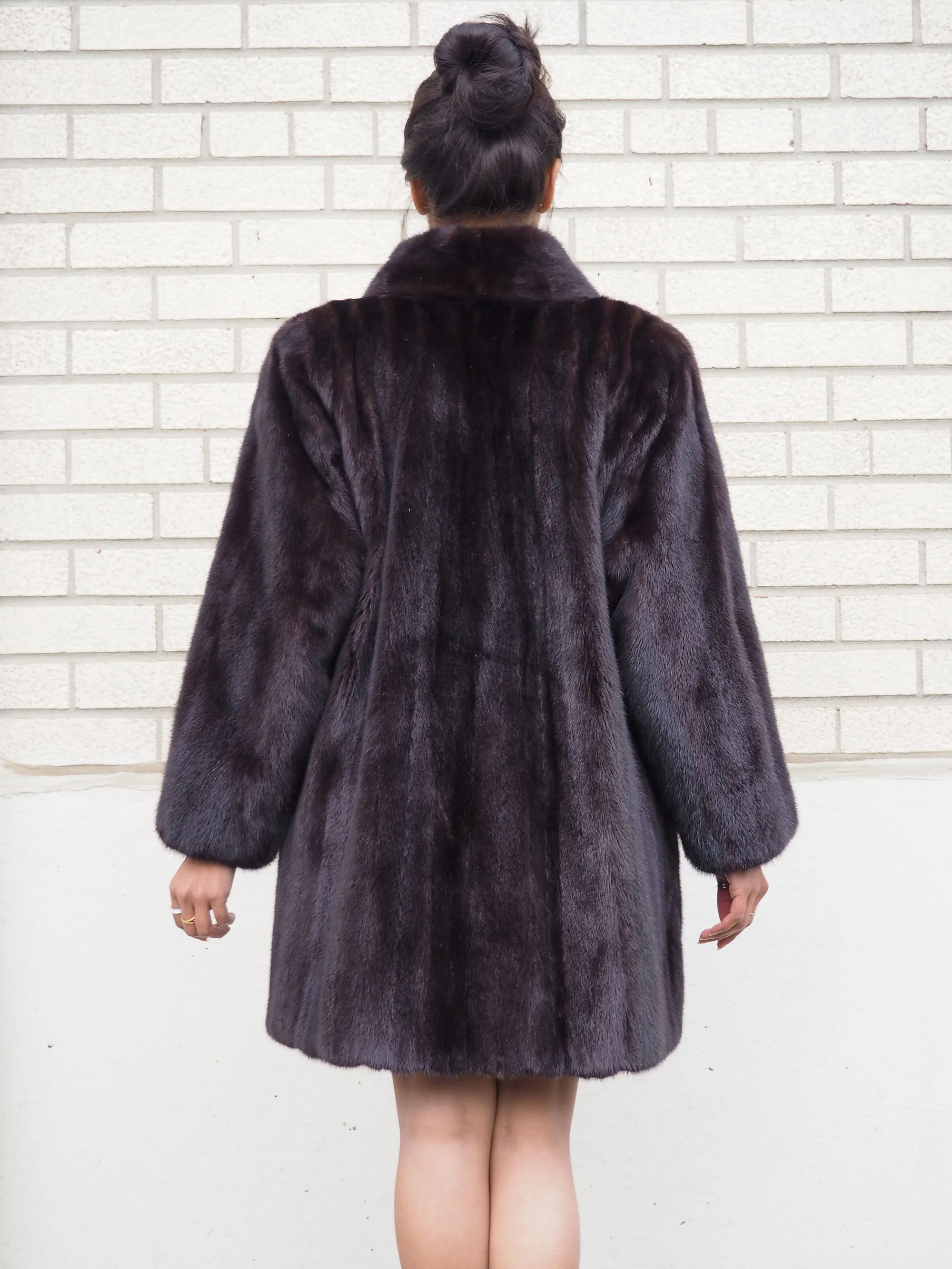 Natural Black Ranch Female Mink Fur Jacket  M/L