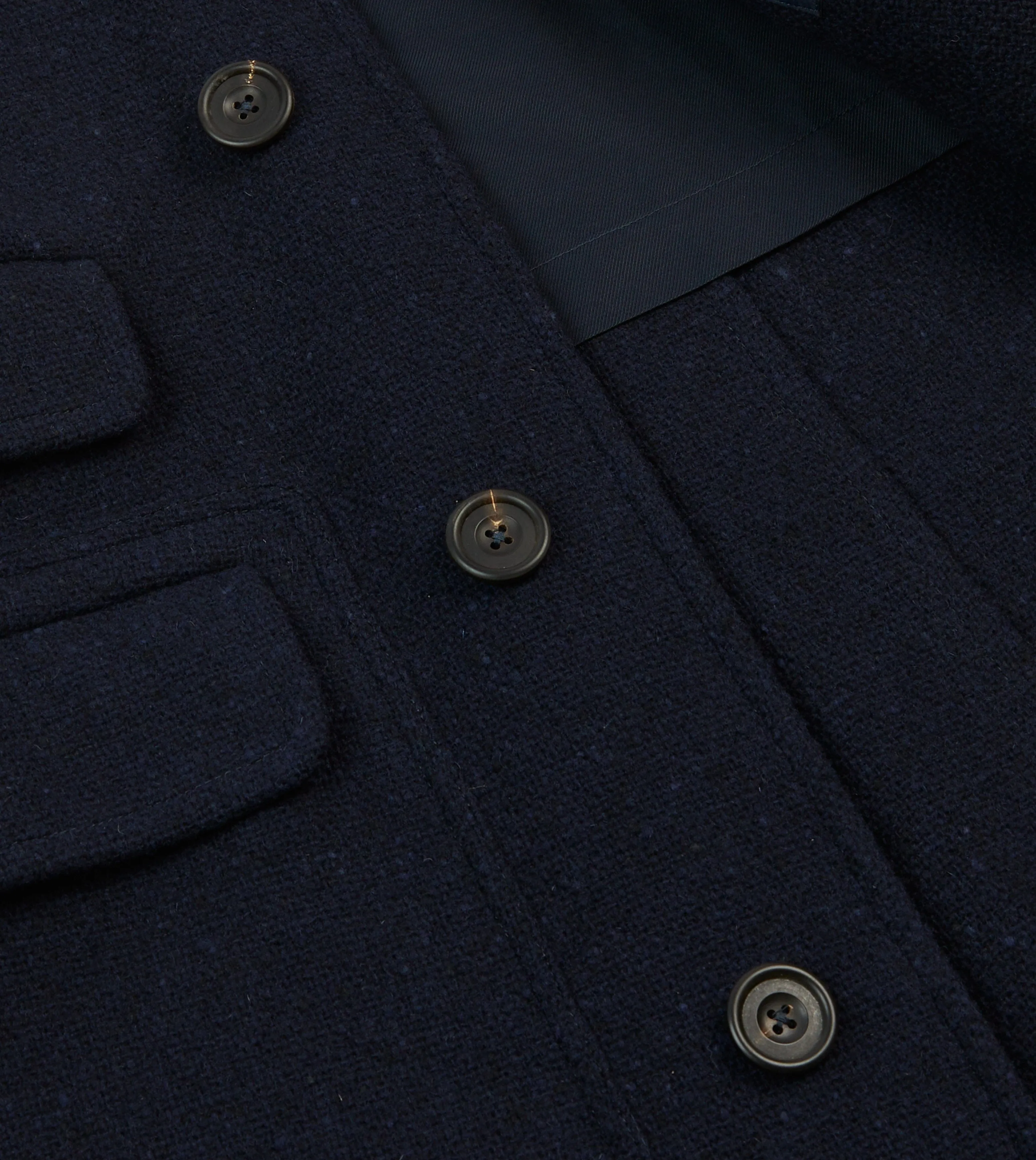 Navy Donegal Wool Raglan Coat