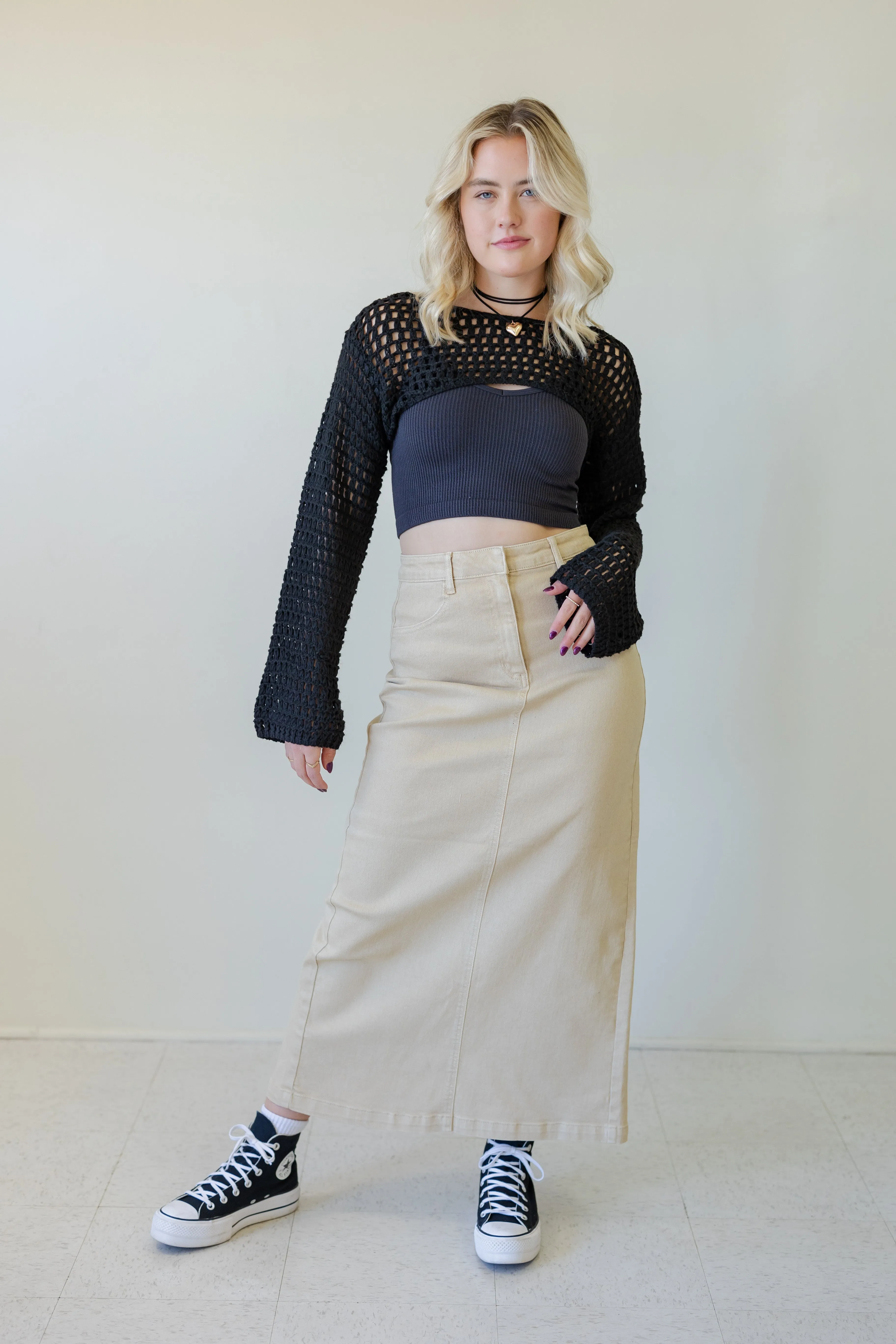 Nectar Premium Denim: The Olivine High Rise Maxi Skirt