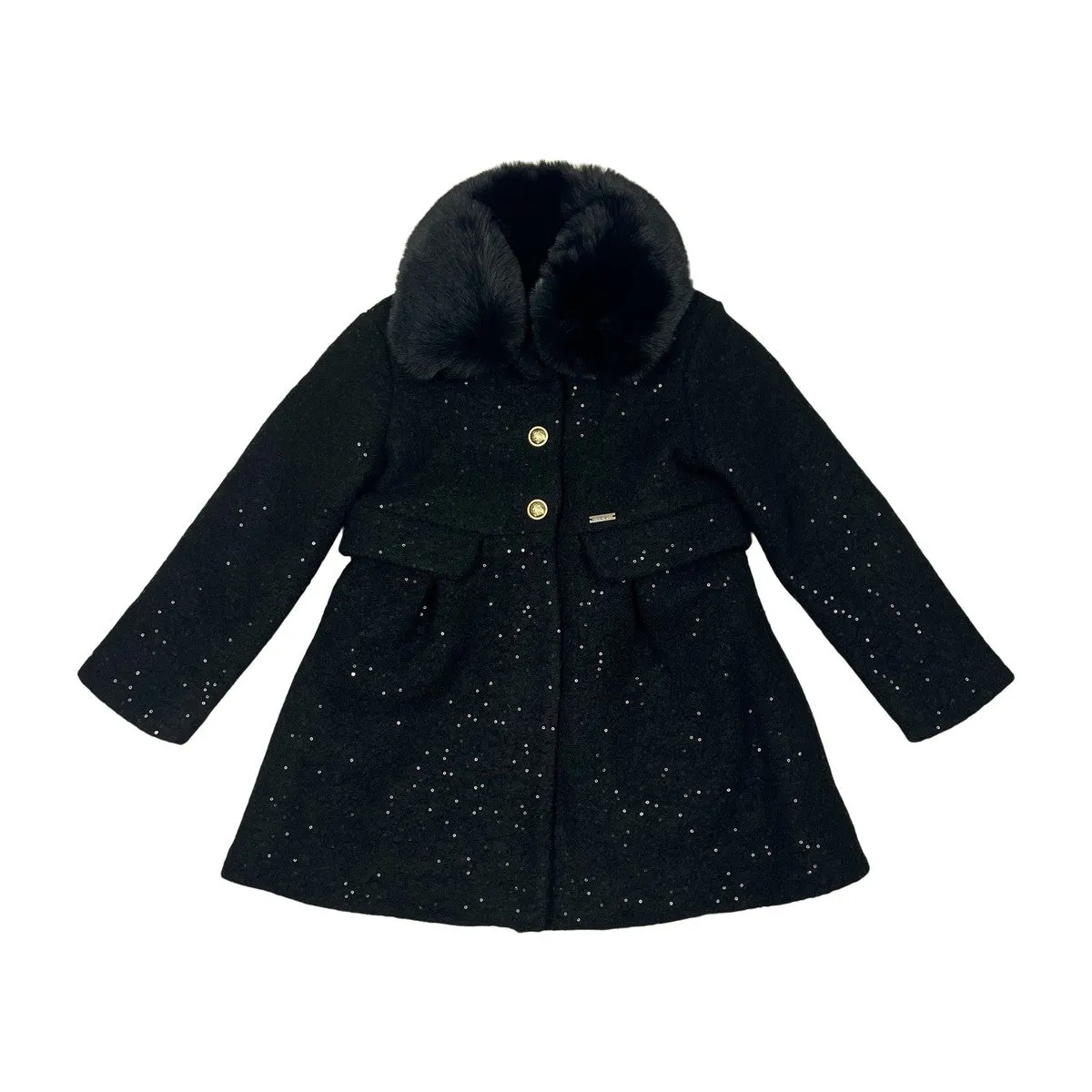 Nicole Miller Black Wool Coat