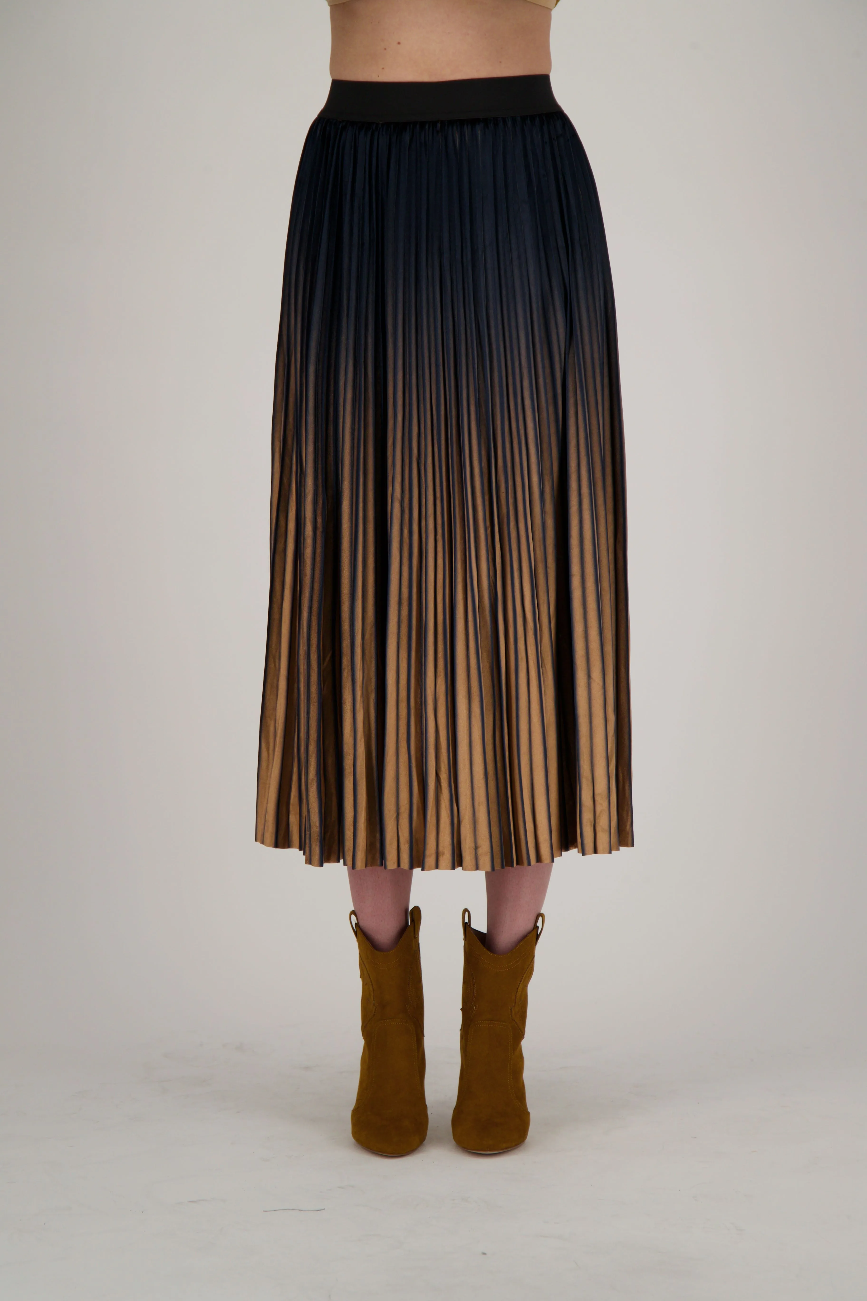 Ombre Velvet Pleated Skirt