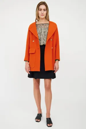 Orange Wool Double Breasted Jacket