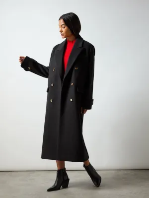 Oversized Wool Blend Black Coat