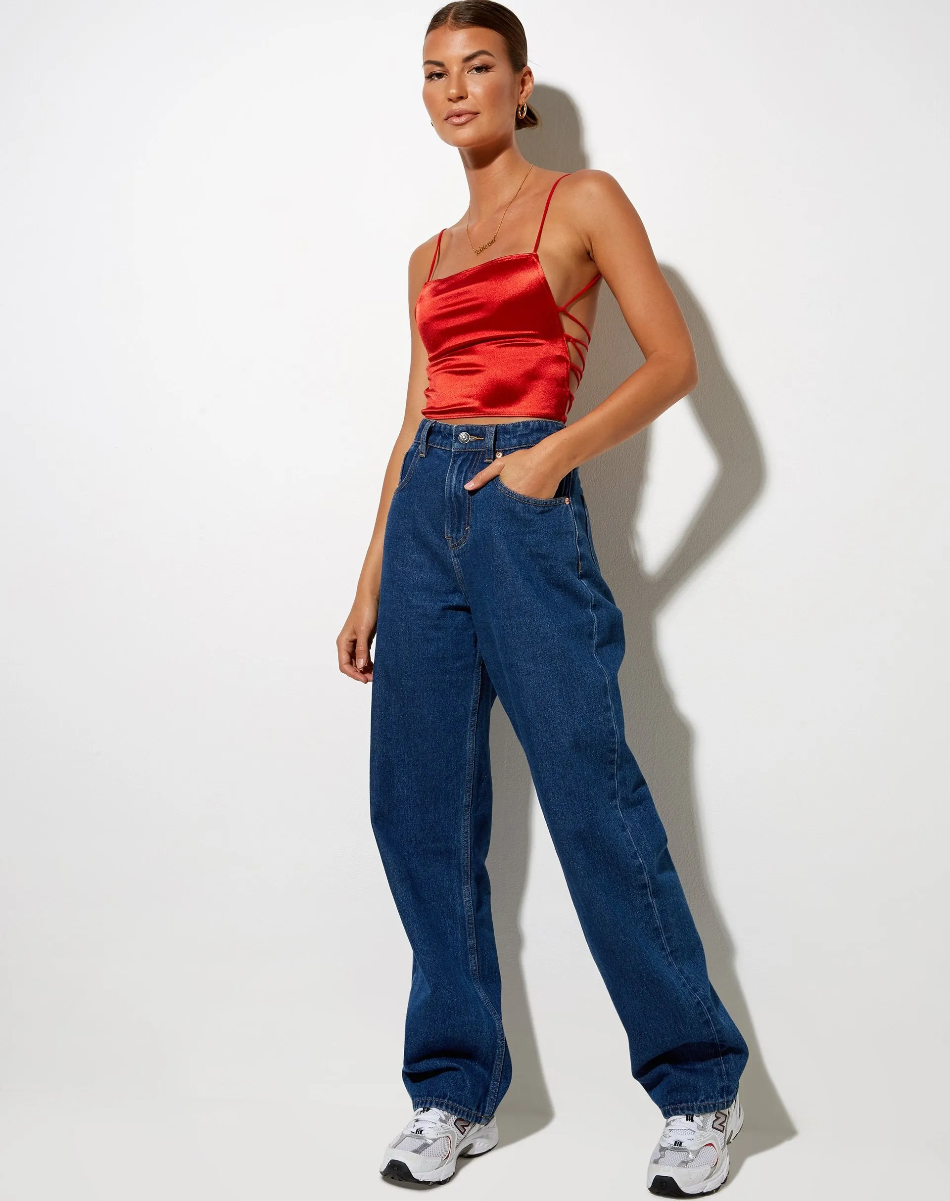 Ozka Crop Top in Satin Rust