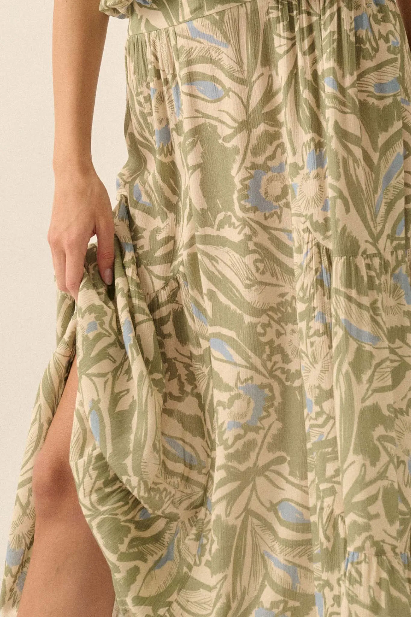 Palm Party Tropical Floral Tiered Maxi Skirt