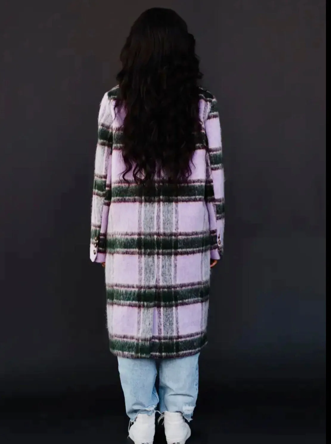 Panache Plaid Knee Length Coat